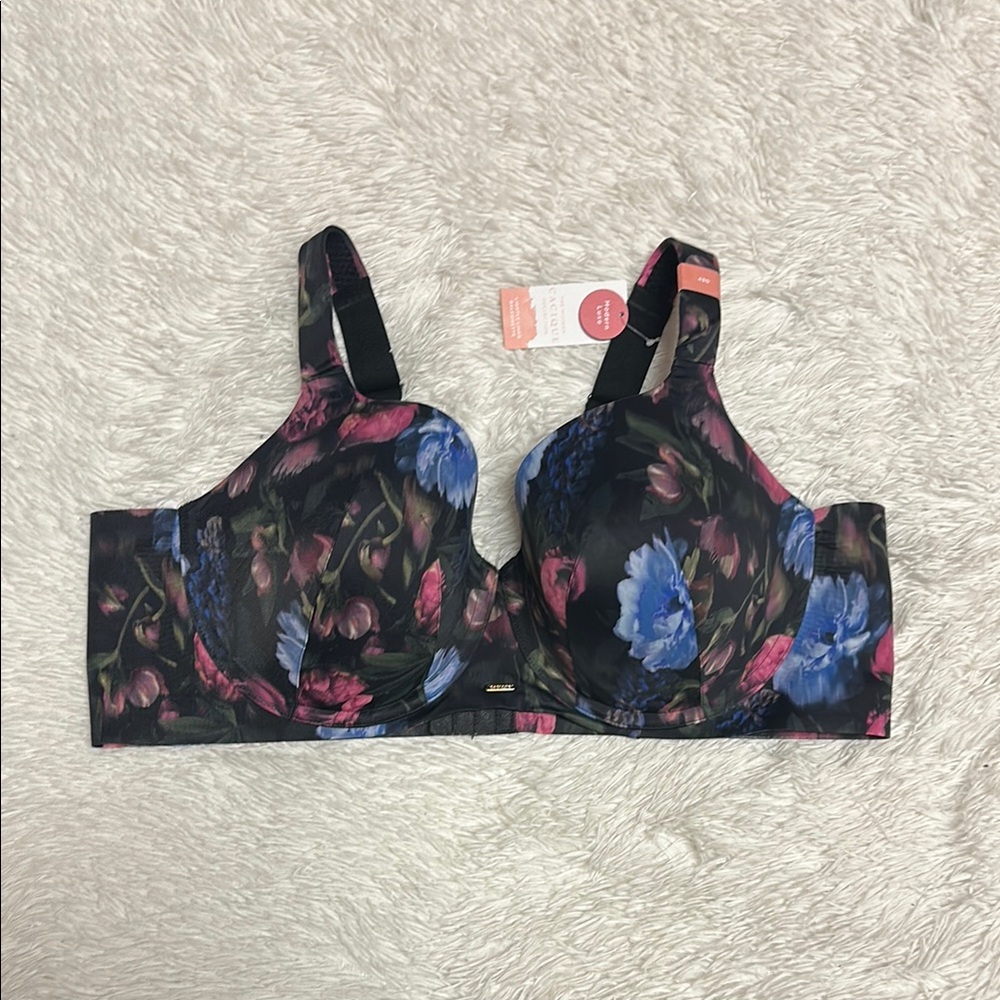NWT Cacique Black and Blue Full-Coverage Bra with Underwire Support